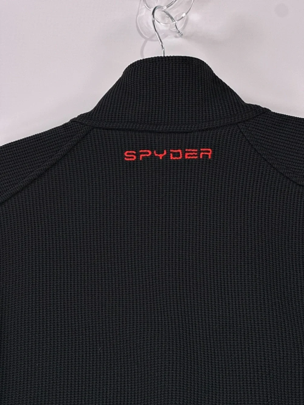 Spyder Men's Constant Full Zip Waffle Knit Sweater Jacket Black Red Large